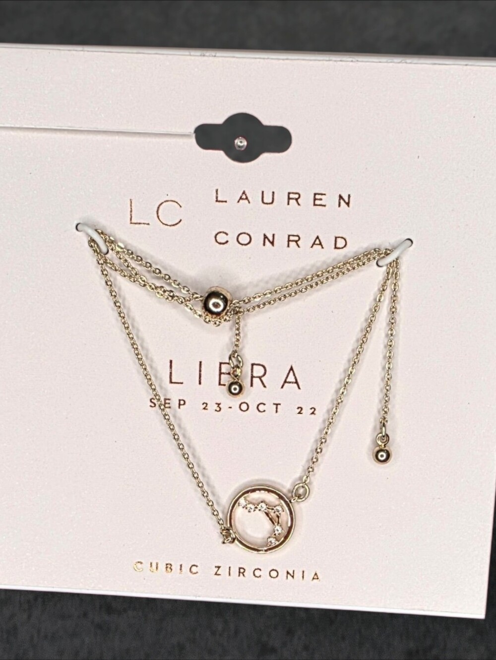 Gold-tone LC Lauren Conrad Libra Constellation Cubic Zircona Zodiac Necklace